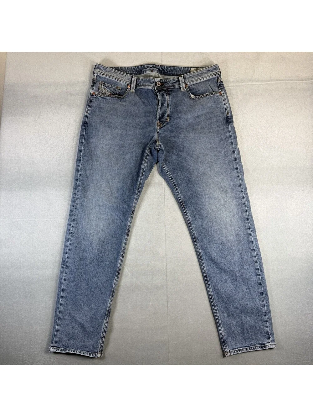 Diesel Larkee Beex Jeans Mens 38x32 Blue Regular Tapered Med Wash Stretch Denim